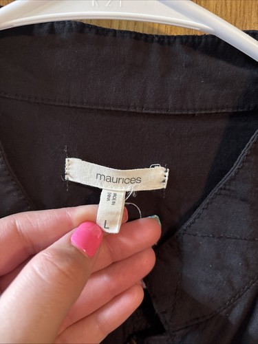 Maurice’s Women’s Size Large Black Fabric Jacket Pockets On Front Full Zip - Picture 2 of 6