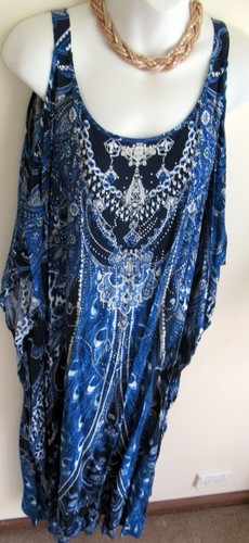 DRESS AUTOGRAPH BLUE COLD SHOULDERED JEWELLED SLEEVELESS PLUS SIZE 22/24 #P8 - Picture 3 of 6