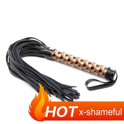 Riding Crop PU Leather Whip Flogger Tassels Handle Restraints Roleplay Slaver