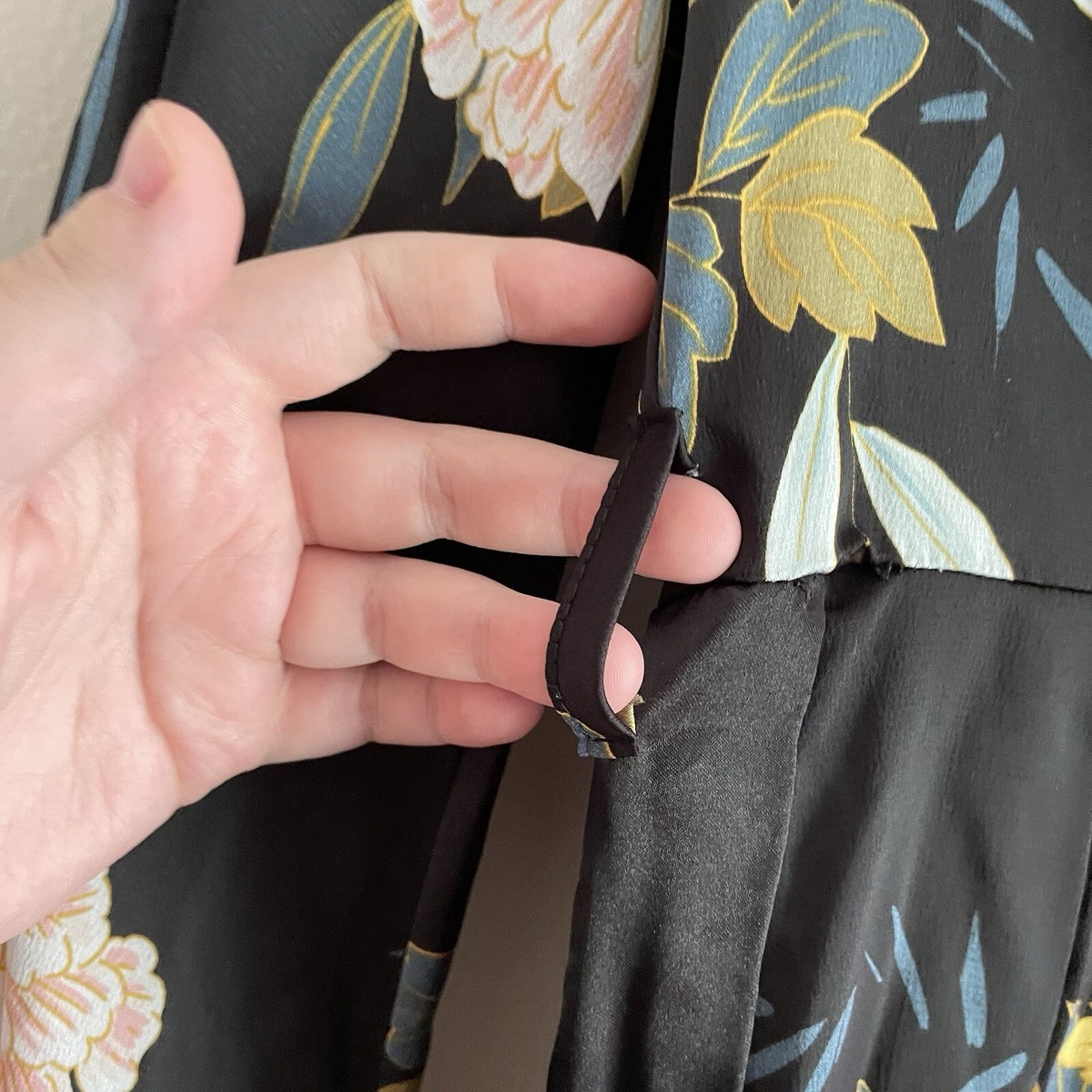 【unoaウノア】Degage Nosleeve /Harmonyflowers Fashion Nova Wmn XS Floral Satin Kimono Sleeve Wide Leg