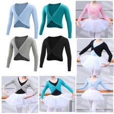 Mädchen Ballett Strickjacke Oberteil Bolero Tops Langarm Wickeljacke Pullover
