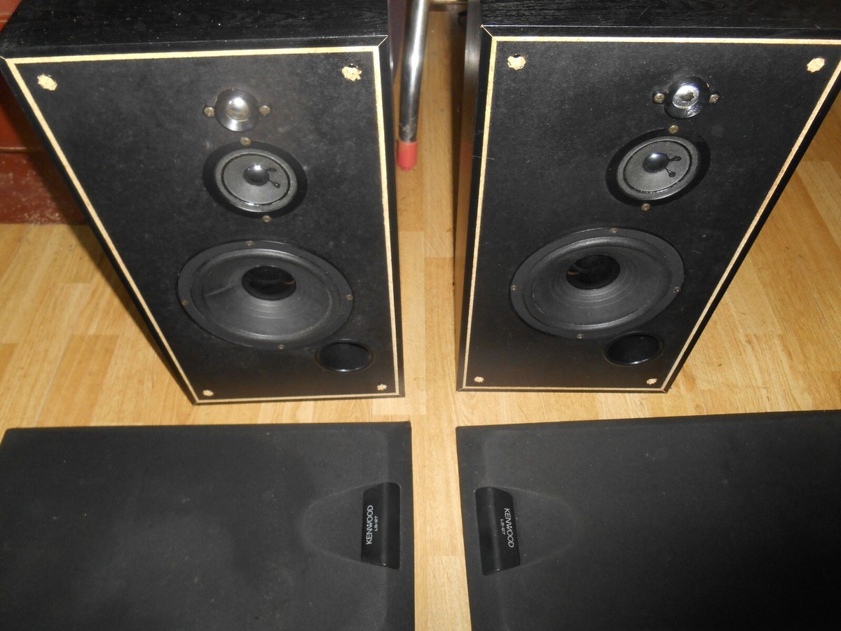 KENWOOD LS-27 Front Left Right Speakers Wired Black Ohms 70W
