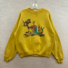 Vintage Sweatshirt Sweater XL Graphic Animals Nature Crewneck Pullover 80s 90s