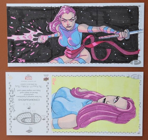 Psylocke Marvel Premier Triple Panel Sketch Card by JDW John Derrick West X-men