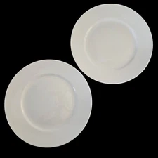 2 Cooks JCP JCPenney Home White Porcelain Rimmed Dinner Plates 11" NO Chips