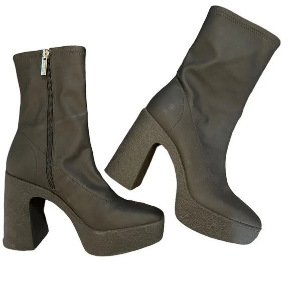 Gianni Bini Dayore Stretch Platform Booties Boots Black Festival Boho Size 8