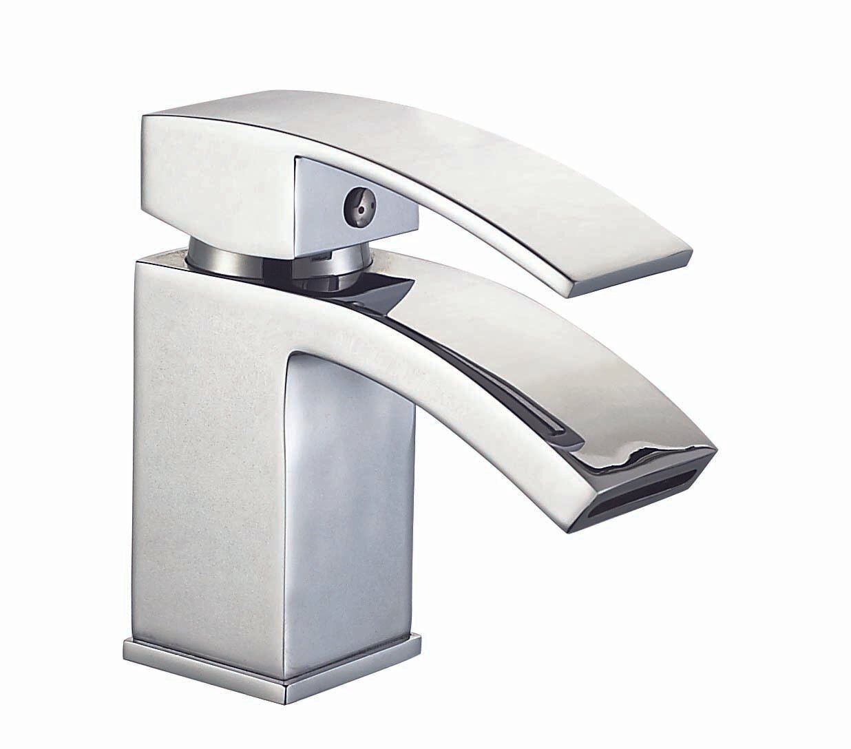 Enza Short Monobloc Basin Mixer Tap, Cloakroom Tap with Click Clack Waste