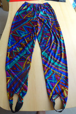 Damen Jogginghose, bunte Karnevalhose mit Bügel für Stiefel Gr. L Polyester