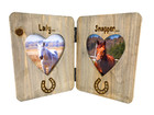 Horse / Horseshoe | Personalised Heart Shaped Double Driftwood Photo Frame 