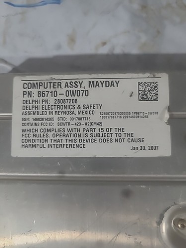 07-09 LEXUS LS460 LS460L 86170-0W070 MAYDAY COMMUNICATION CONTROL ...