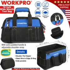 WORKPRO 16 inch Heavy Duty Tool Bag  Top Wide Mouth Tool Storage Tote Orangnizer