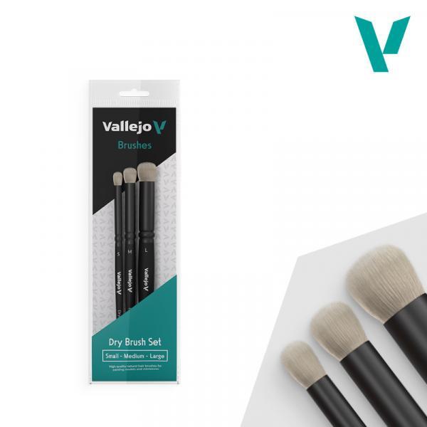 Pinceaux de brossage Vallejo VALB07990 avec manches en bois ergonomiques