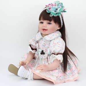 22 Lifelike Soft Silicone Vinyl Reborn Baby Girl Doll Long Hair