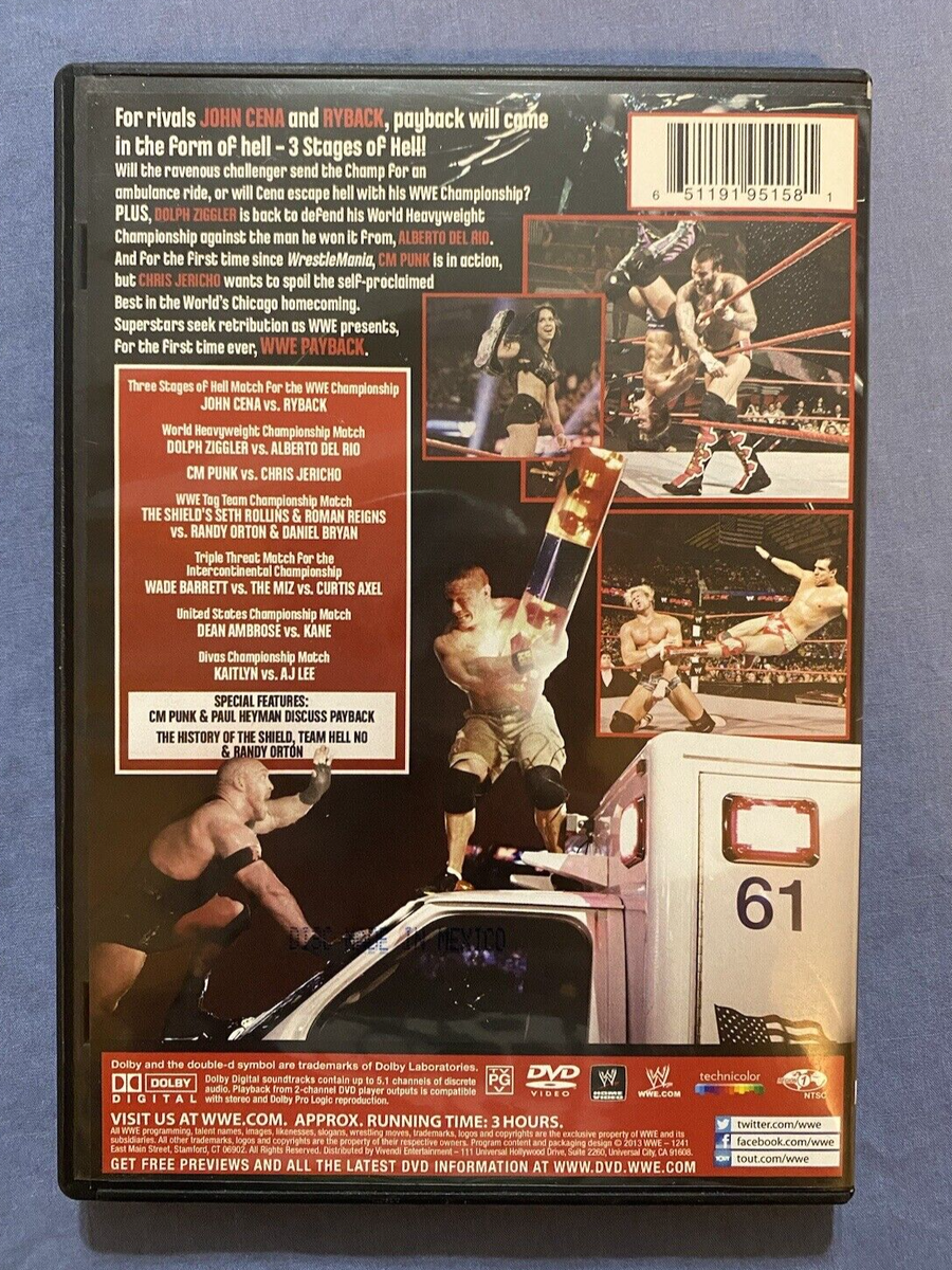 WWE: Payback 2013 (DVD, 2013) Cena Ryback Jericho Punk AJ Lee