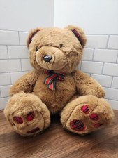 Vintage 12" Sears Plush Teddy Bear With Plaid Accents Stuffed Animal