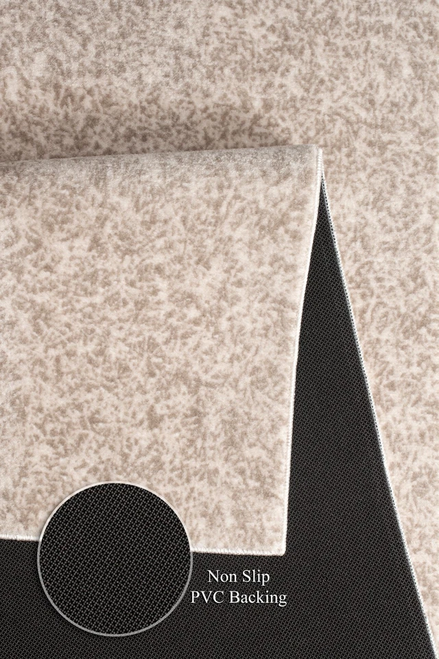 Non Slip Carpet Runner Rug, Machine Washable, PVC Rubber Backing, Mink & Beige - Image 2 of 4