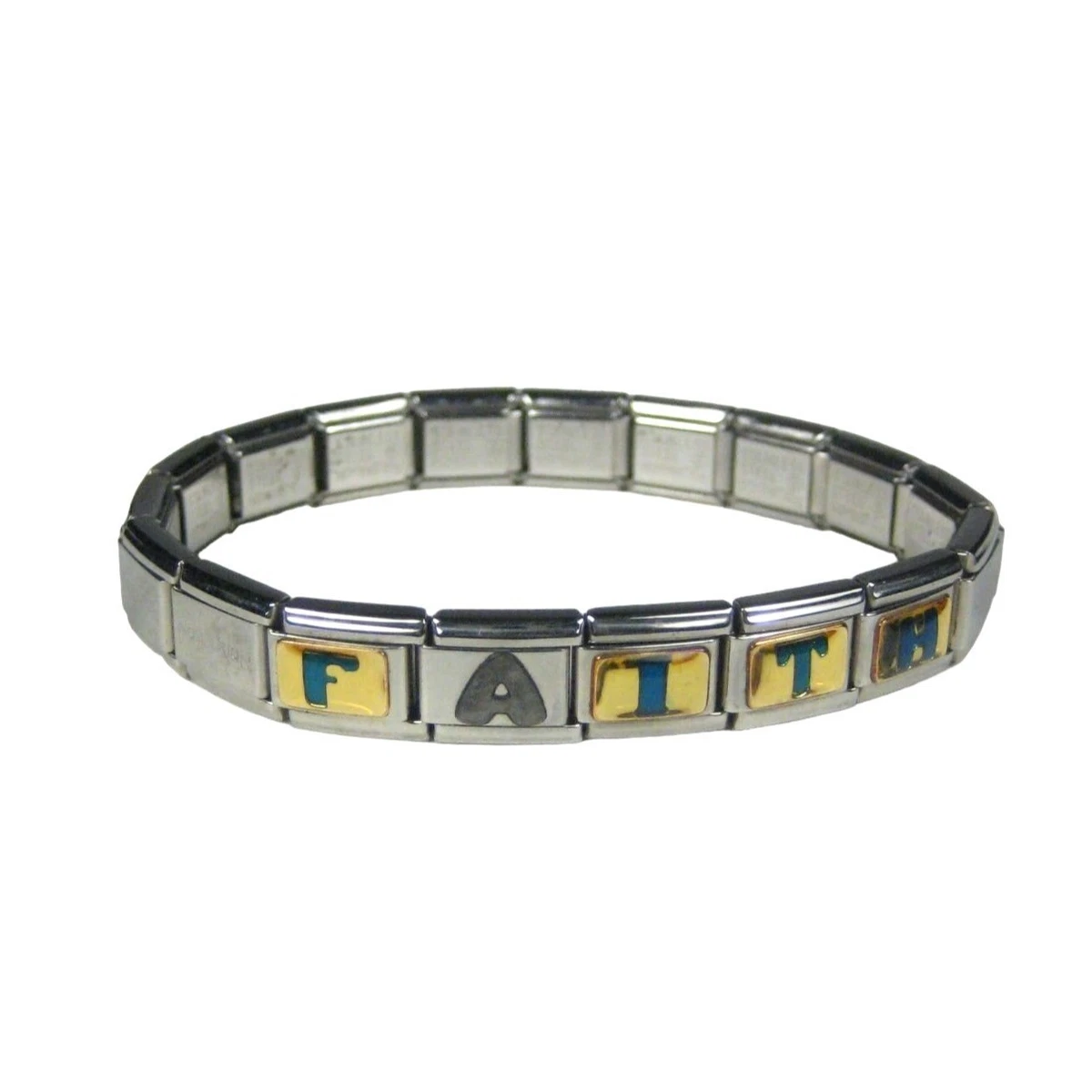 Faith Nomination Stretch Band Bracelet 7.5 In Silvertone Stainless