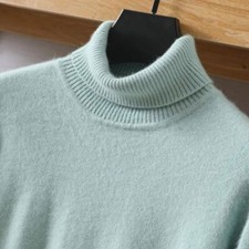 Men's Pure Mink Cashmere Turtleneck Sweater Long-sleeved Casual Undershirts Tops
