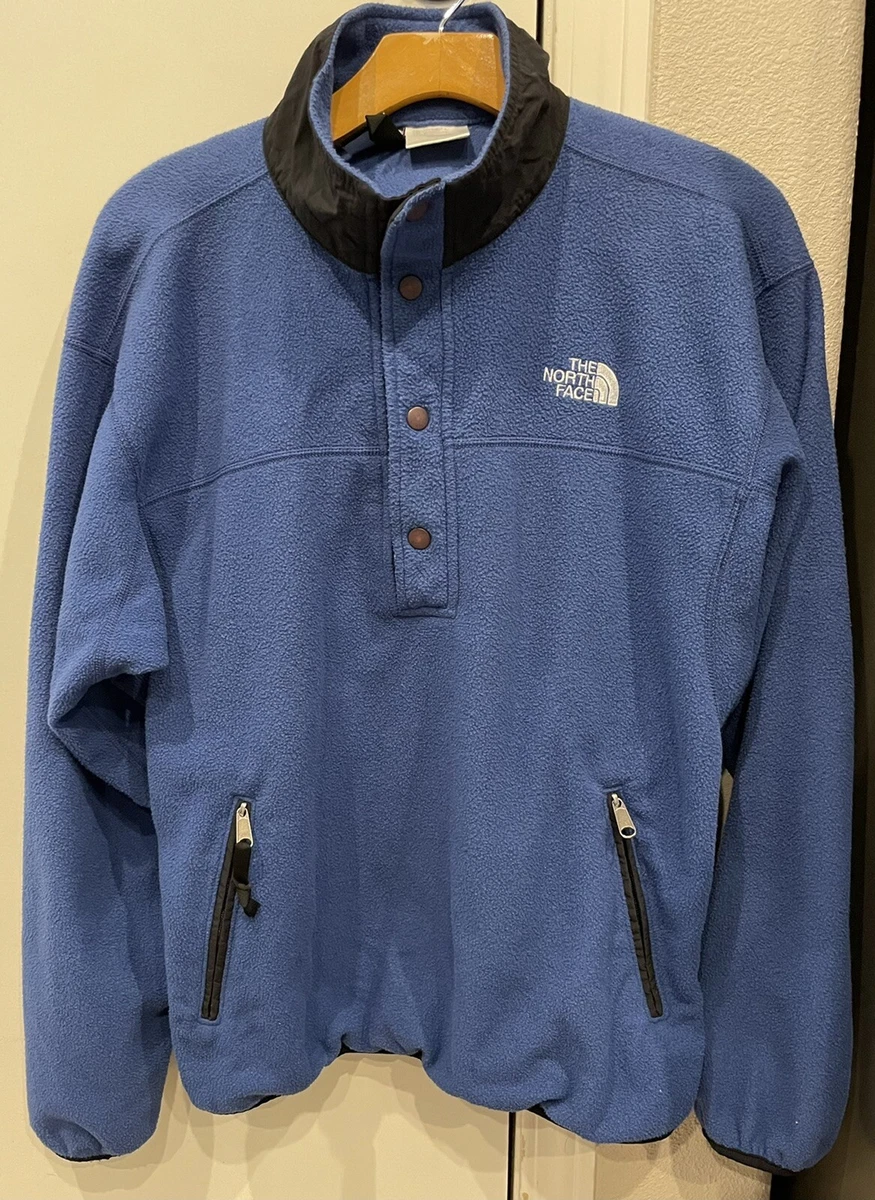 VTG The North Face 1 2 Button Fleece Jacket Blue Zip Pockets Made in USA Medium