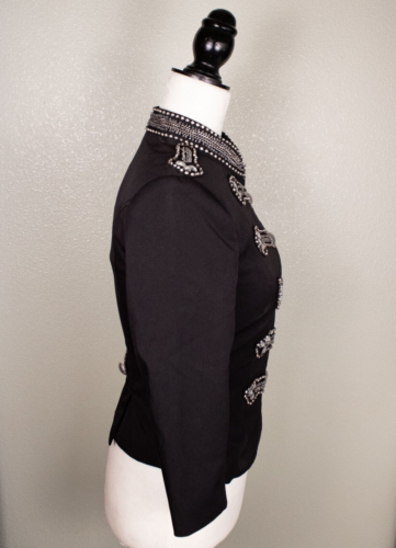 bebe - Black Sgt Pepper Military Style Jacket Embellished with Rhinestones - Picture 6 of 13