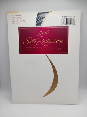 HANES SILK REFLECTIONS SILKY SHEER PANTY SIZE AB STYLE 718 SILVER SMOKE COLOR