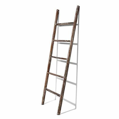 Farmhouse Accents USA Rustic Blanket Ladder - Dark Brown & White Rustic Brown - Bild 6 von 8