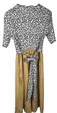 Reb & J 220 Leopard Animal Print Dress XL Beige Knee Length Pocket USA Made NWT