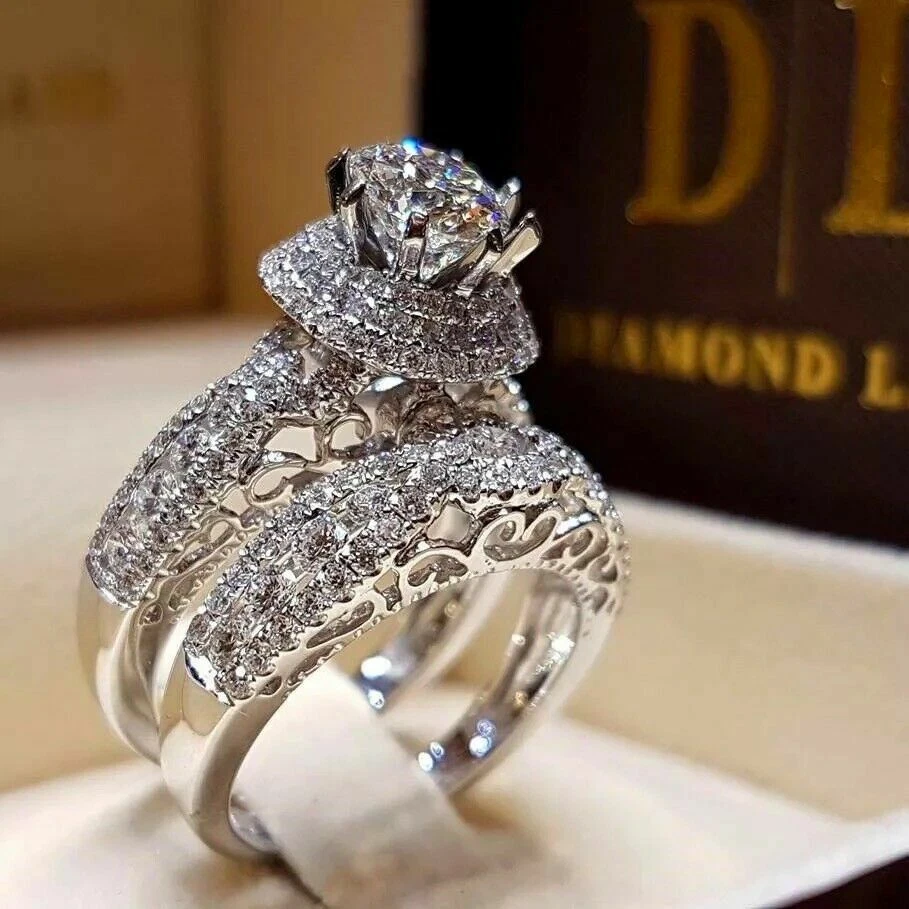 Oso polar Lijadoras Todo el mundo Anillos Sortijas 14k Argollas de Compromiso Matrimonio Oro Plata 925 Para  Mujer | eBay