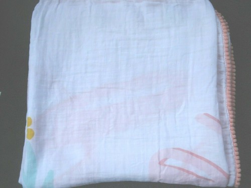 Cloud Island Infant Girl Muslin Cotton Blanket "You Are Loved" Pink Fringe NEW - Picture 8 of 8
