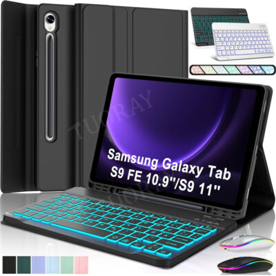 Hülle mit Beleuchtete Tastatur Maus Für Samsung Galaxy Tab A9+ A8 A7 S9 FE S8 S7