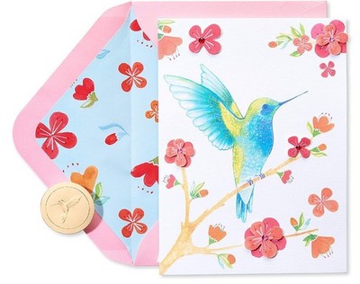 Papyrus Hummingbird on Branch Blank Card Greeting Card