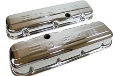 BIG BLOCK CHEVY BB SHORT 454 Stamped LOGO CHROME VALVE COVERS BBC Stock Baffled