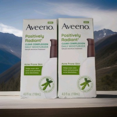 Lot Of 2 Aveeno Clear Complexion Daily Moisturizer 4.0 oz Acne Prone Skin