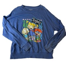 Nickelodeon Sweatshirt Womens Size XL Blue Vintage Crewneck Rugrats Graphic 90s