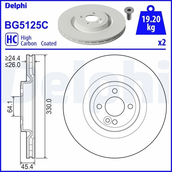 2X Delphi Bremsscheibe BG9076C FüR MERCEDES-BENZ-image