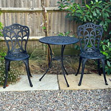 Lazy Susan Tulip 2-seater cast aluminium bistro set – Antique Bronze