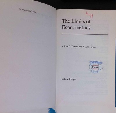 The Limits of Econometrics. Darnell, Adrian C. and J. Lynne Evans: