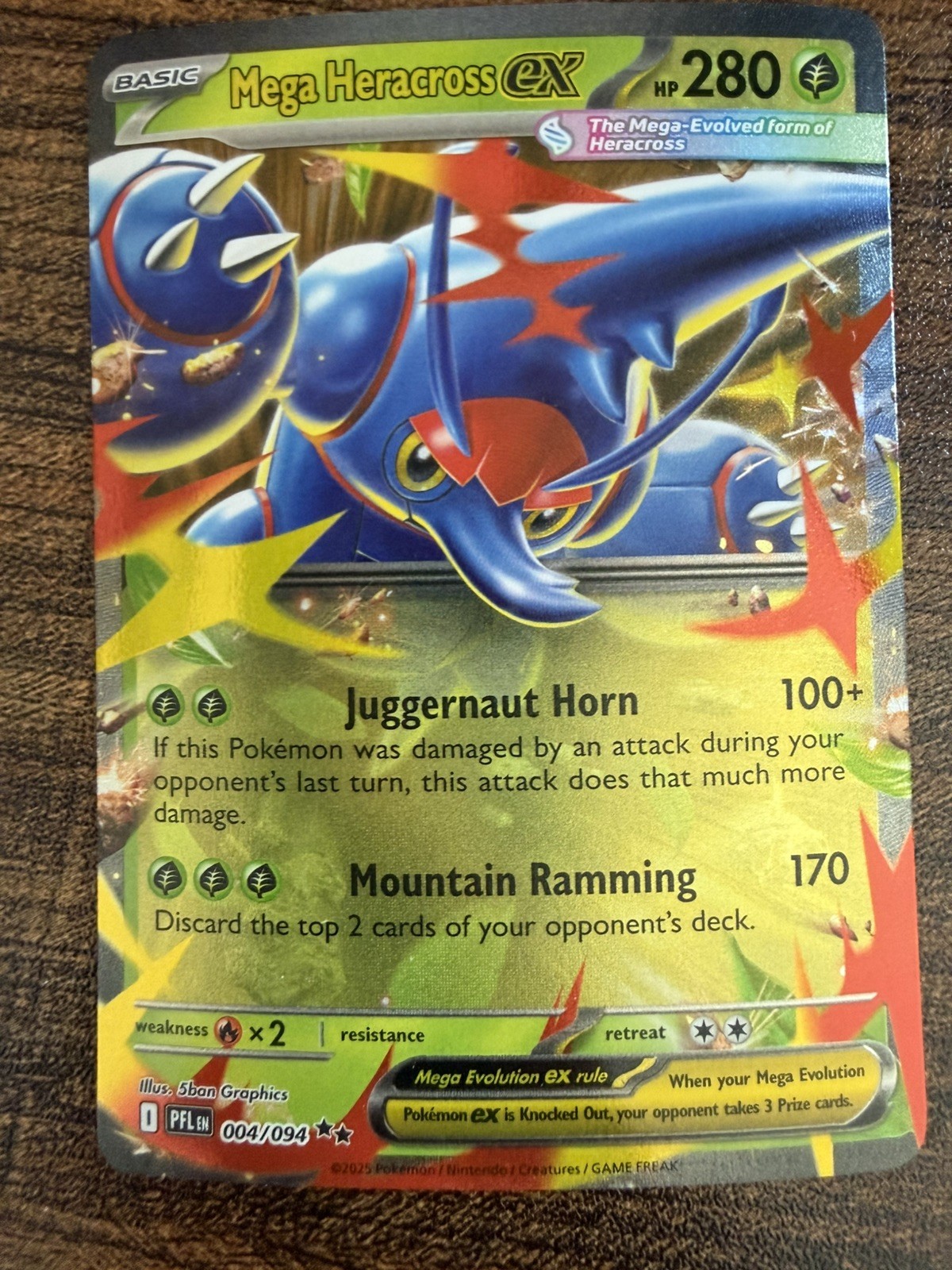 Mega Heracross ex 004/094 Pokemon Card- Near Mint- Phantasmal Flames