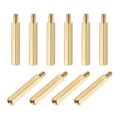 10Pcs Hex Brass Spacer Standoff M4 x 35 mm + 6 mm Male to Female