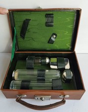 VINTAGE GENTLEMAN FITTED GROOMING VANITY LEATHER SUITCASE LADIES DRESSING SILVER