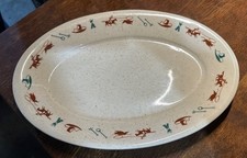 Homer Laughlin Cowboy platter Western Restaurant Ware Speckled 13  Hat horse HTF