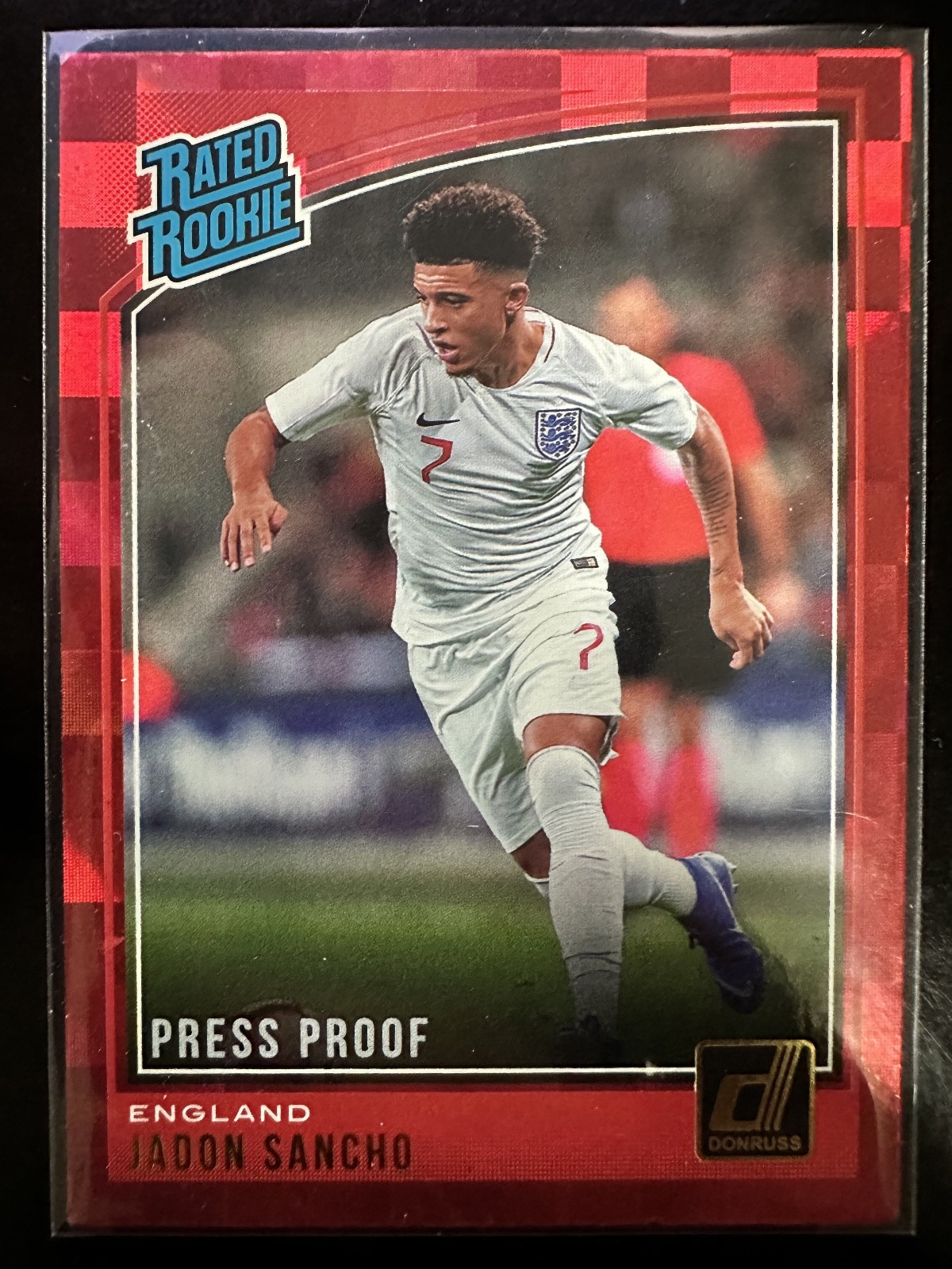 2018-19 Donruss Rated Rookie Red Press Proof #189 Jadon Sancho RC