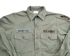 VTG 70s Military Shirt Mens Small 14.5x33 Olive OG-507 Utility Dura Press Army