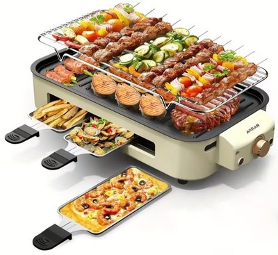 BRAND NEW Electric BBQ Grill 1500W Non-Stick Grill & Fry Pan Adjustable Temp