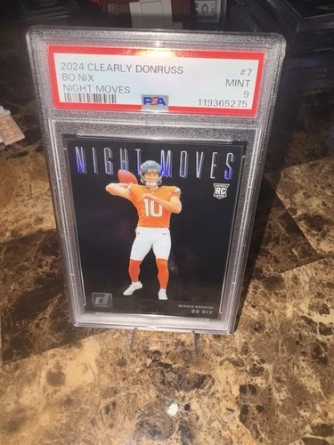 BO NIX 2024 PANINI CLEARLY DONRUSS #7 ROOKIE NIGHT MOVES RC PSA 9 MT SSP Broncos