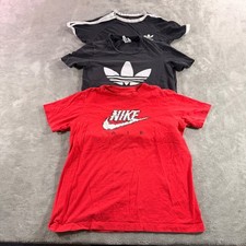 Nike Adidas T-Shirts Kids L XS M Red Black Graphic Ringer Trefoil Lot of 3