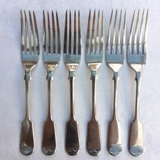 Antique Dinner Table Forks 2 x Nevada Silver D&A and 4 x Silver Nickel P&MS