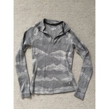 Smartwool Merino 250 Base Layer Quarter Zip Top Women's Medium Gray Camo