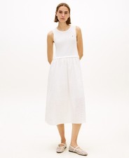 Tommy Hilfiger Women's Mixed Media Broderie Dress White Size XL 3757