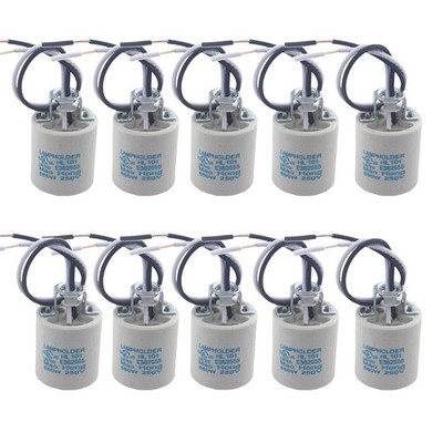 Odlamp 10pcs Ceramic Standard Medimun Screw  Socket E26 E27 Bulb Lamp gray 